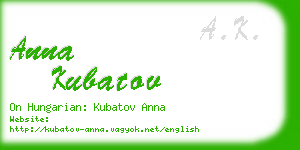 anna kubatov business card